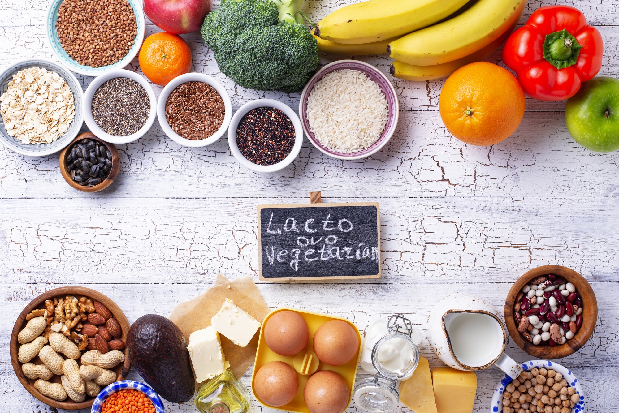 Ovo-lacto vegetarian healthy diet concept